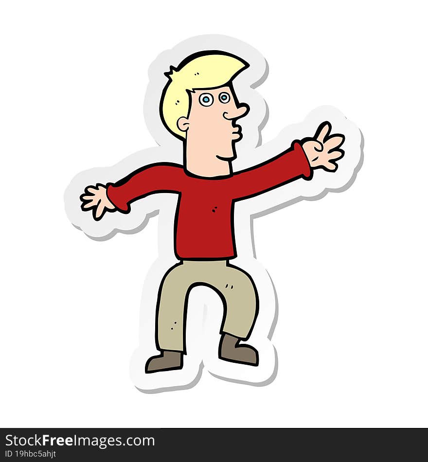 sticker of a cartoon reaching man