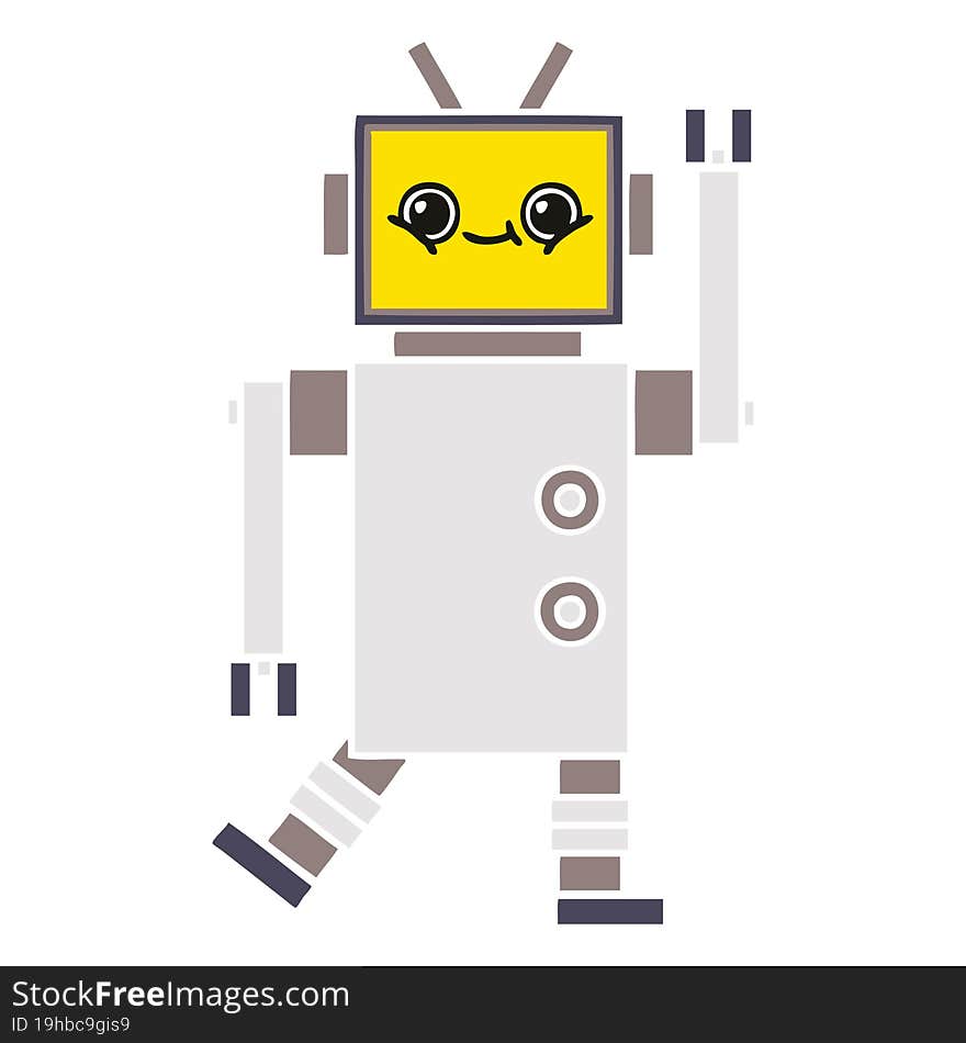 Flat Color Retro Cartoon Robot