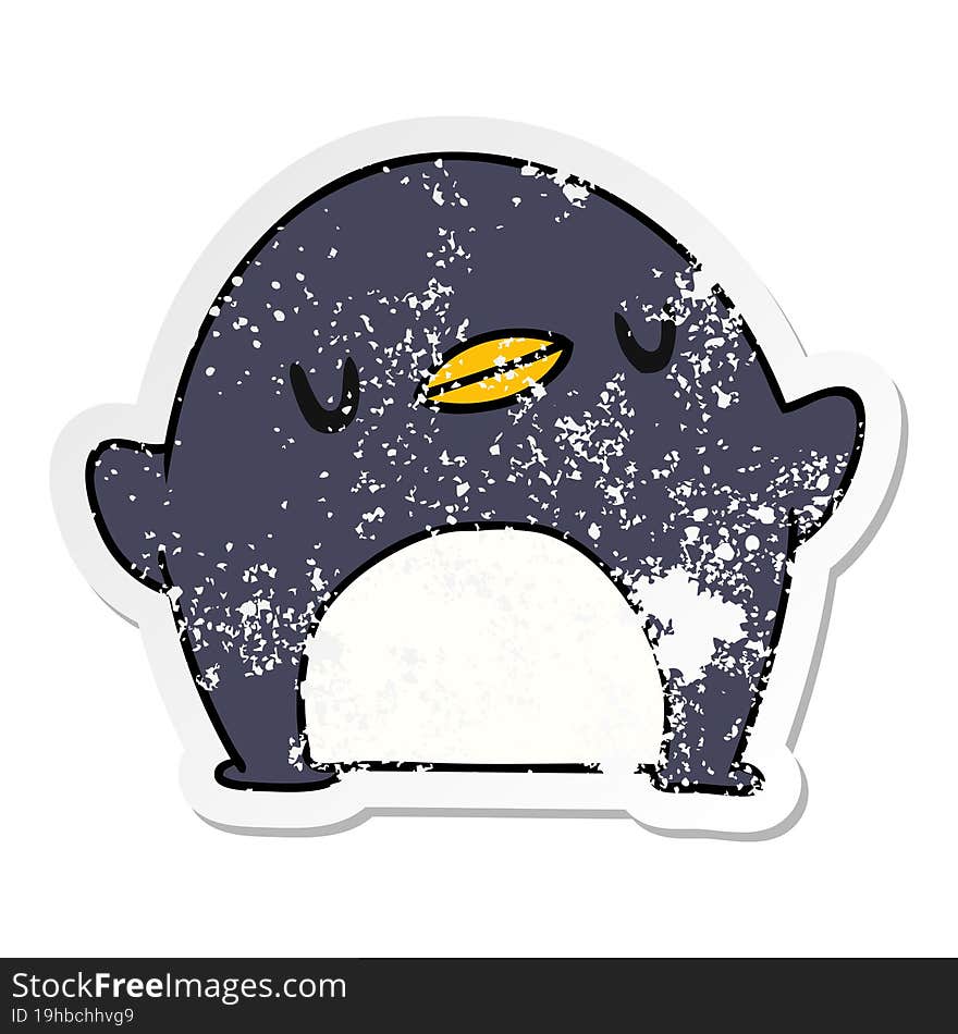 distressed sticker cartoon kawaii of a cute penguin