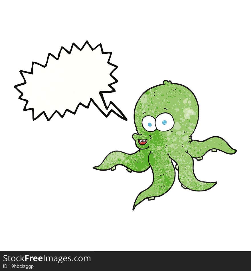 Speech Bubble Textured Cartoon Octopus