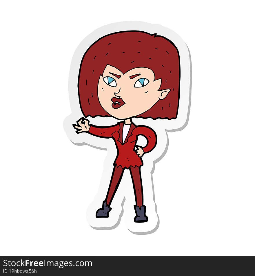 sticker of a cartoon vampire girl