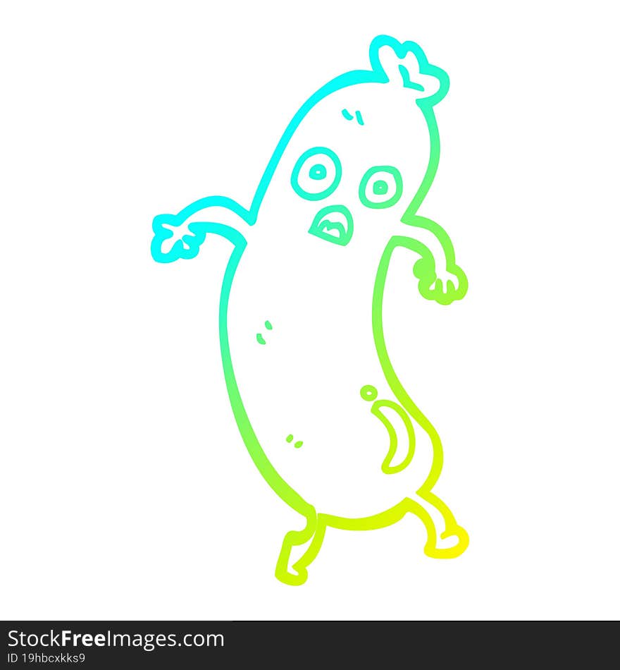 cold gradient line drawing of a cartoon sausage