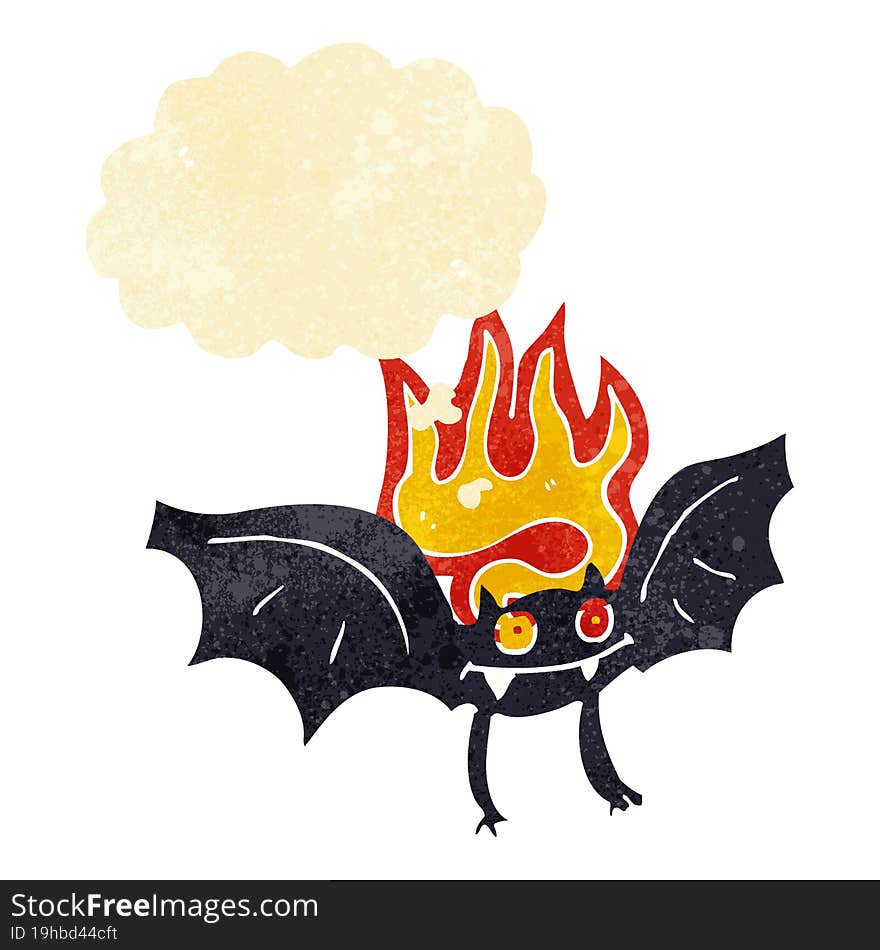 cartoon vampire bat with thought bubble