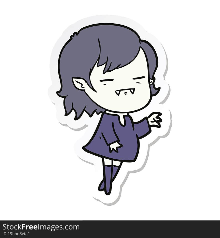 Sticker Of A Cartoon Undead Vampire Girl Reaching Out