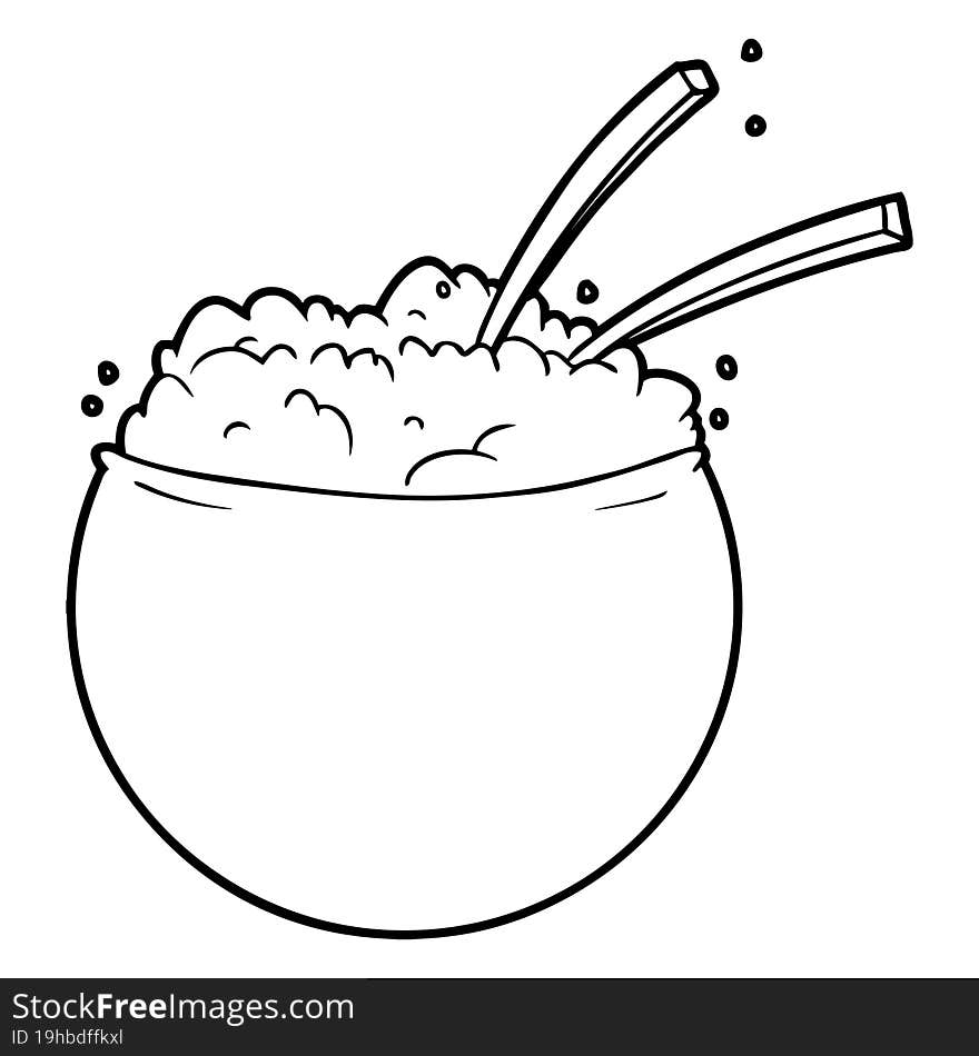 cartoon bowl of rice. cartoon bowl of rice