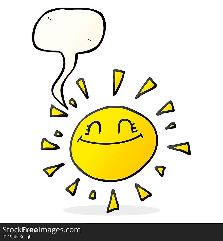 Happy Speech Bubble Cartoon Sun