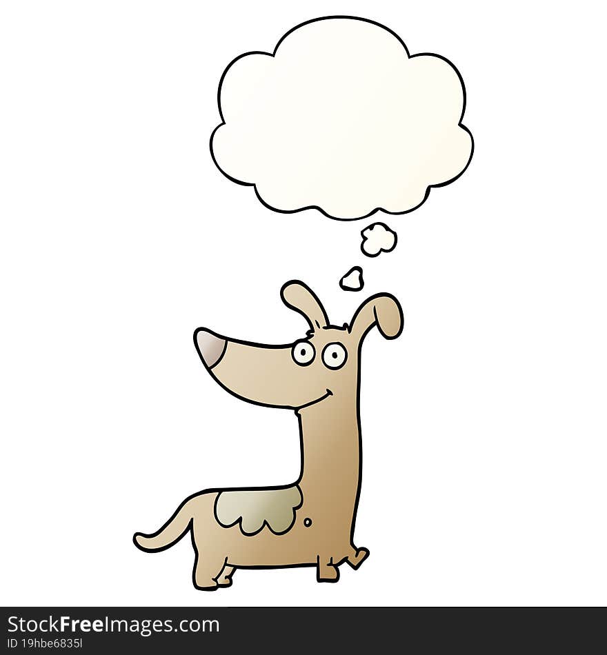 cartoon dog and thought bubble in smooth gradient style