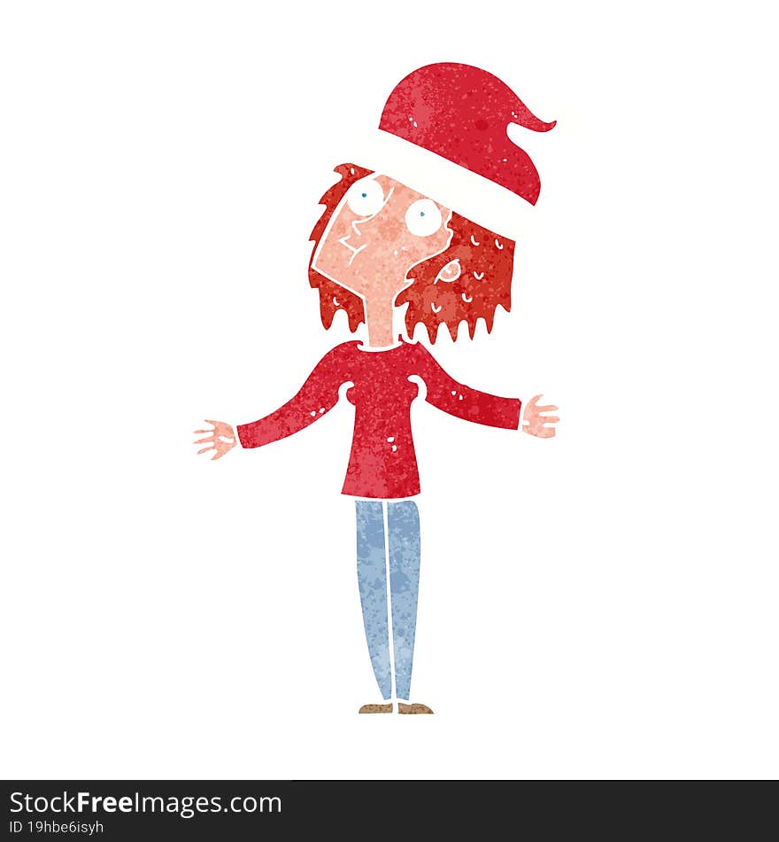 cartoon woman ready for christmas