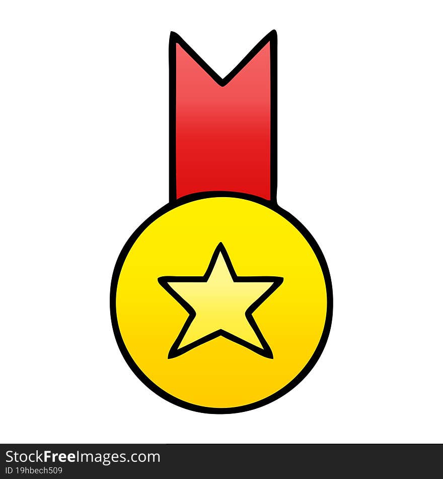 gradient shaded cartoon gold medal