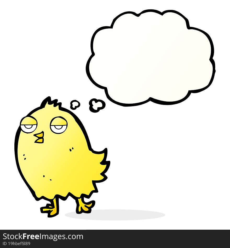 Funny Cartoon Bird With Thought Bubble