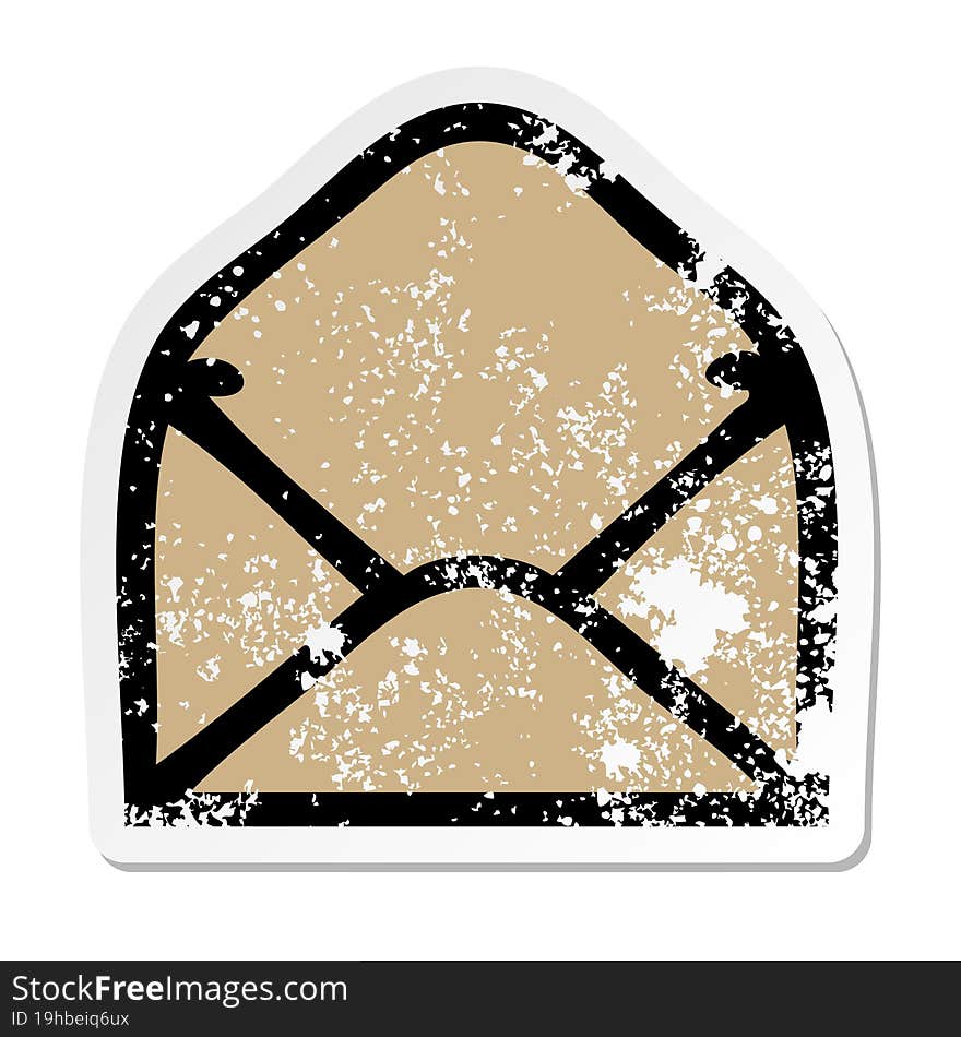 distressed sticker of a cute cartoon paper envelope