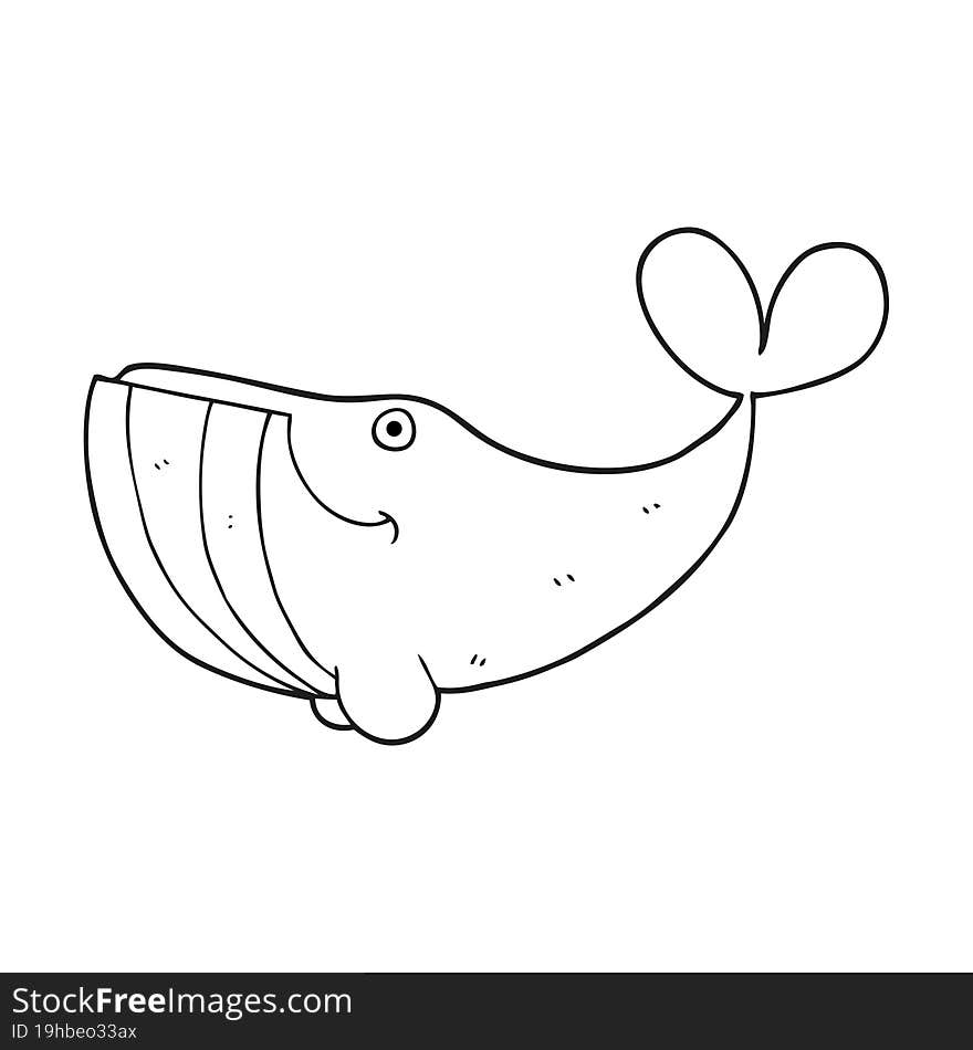 Black And White Cartoon Happy Whale