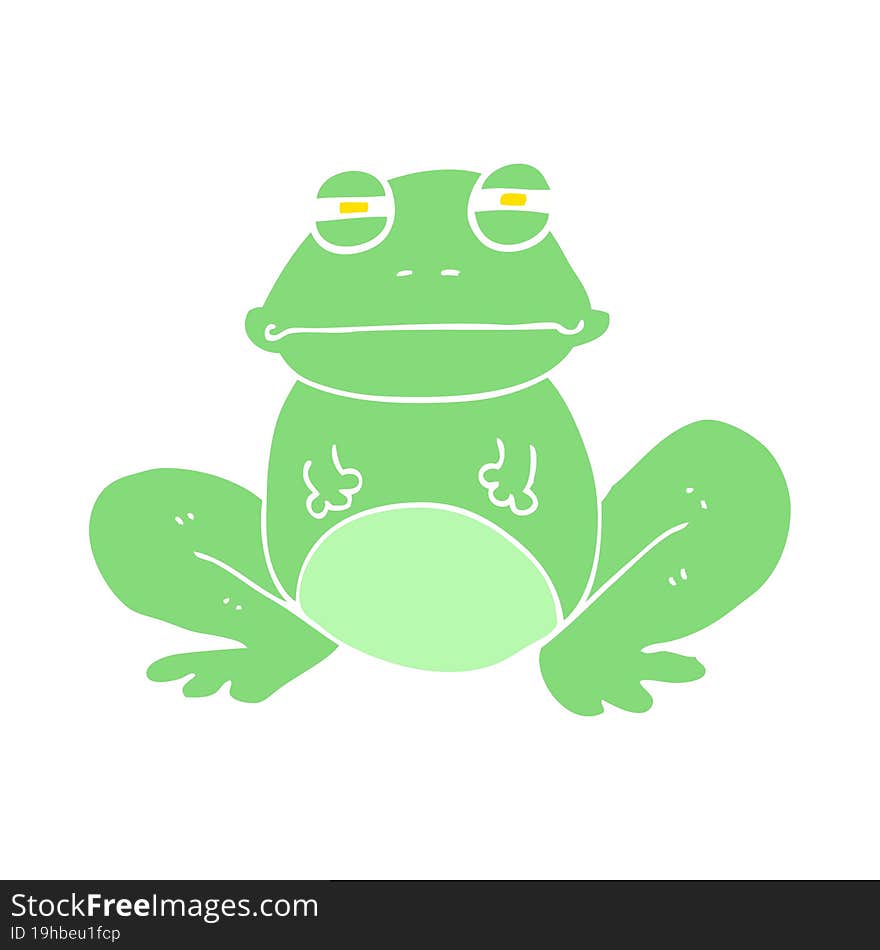 flat color illustration of a cartoon frog