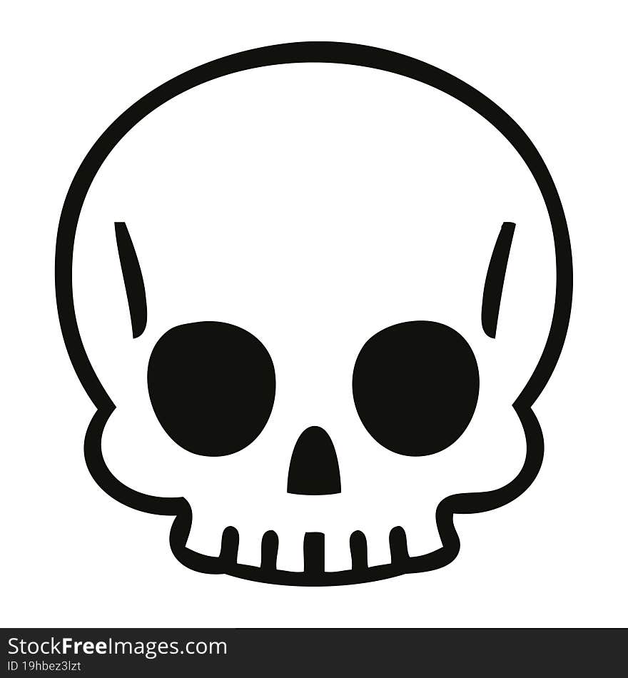 quirky line drawing cartoon skull