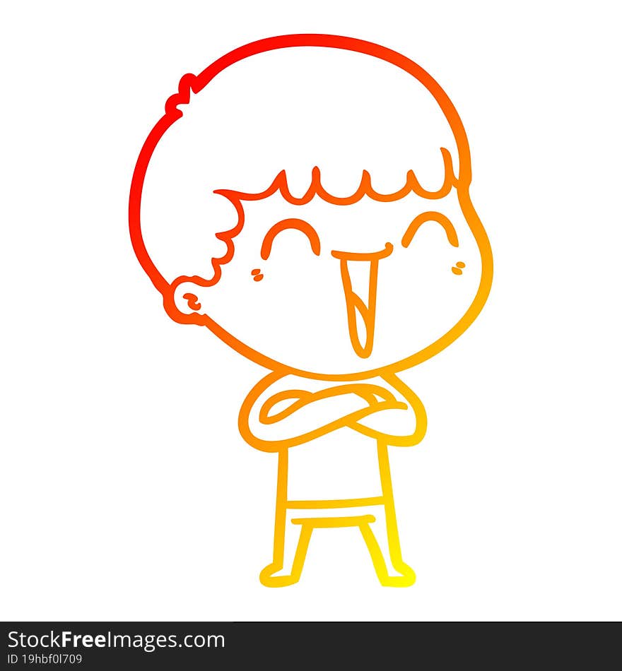 warm gradient line drawing of a cartoon happy man