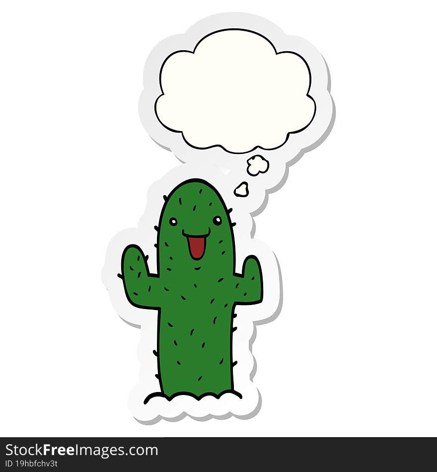 cartoon cactus and thought bubble as a printed sticker