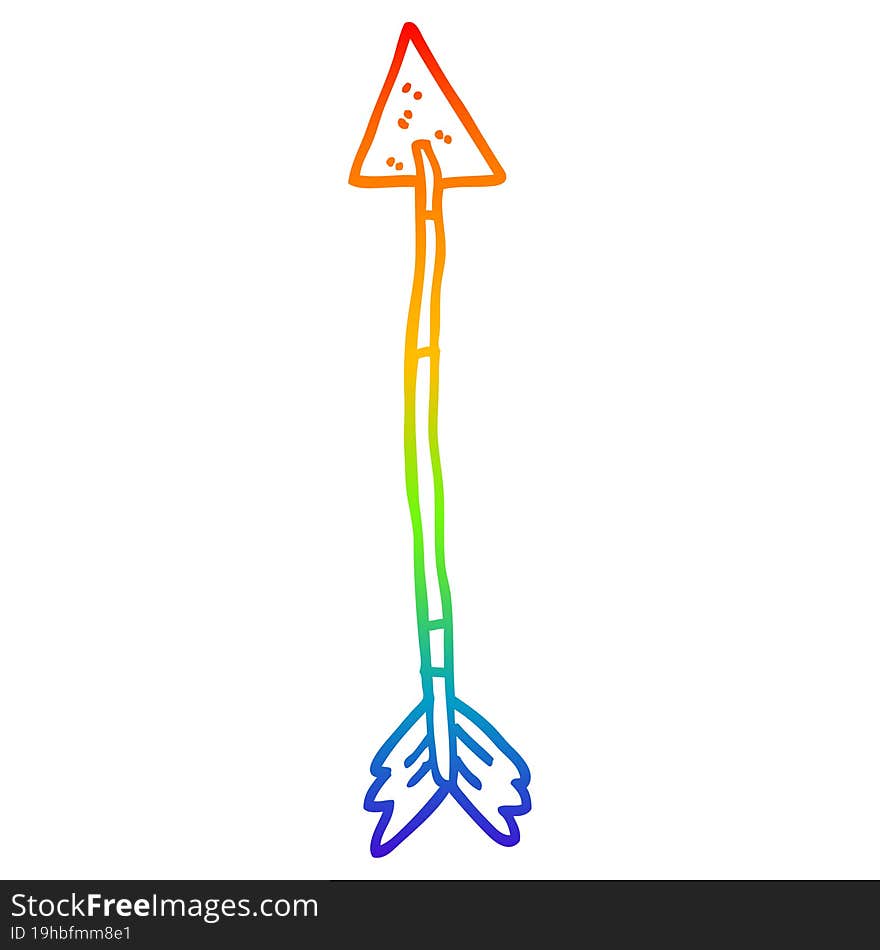 rainbow gradient line drawing cartoon old arrow