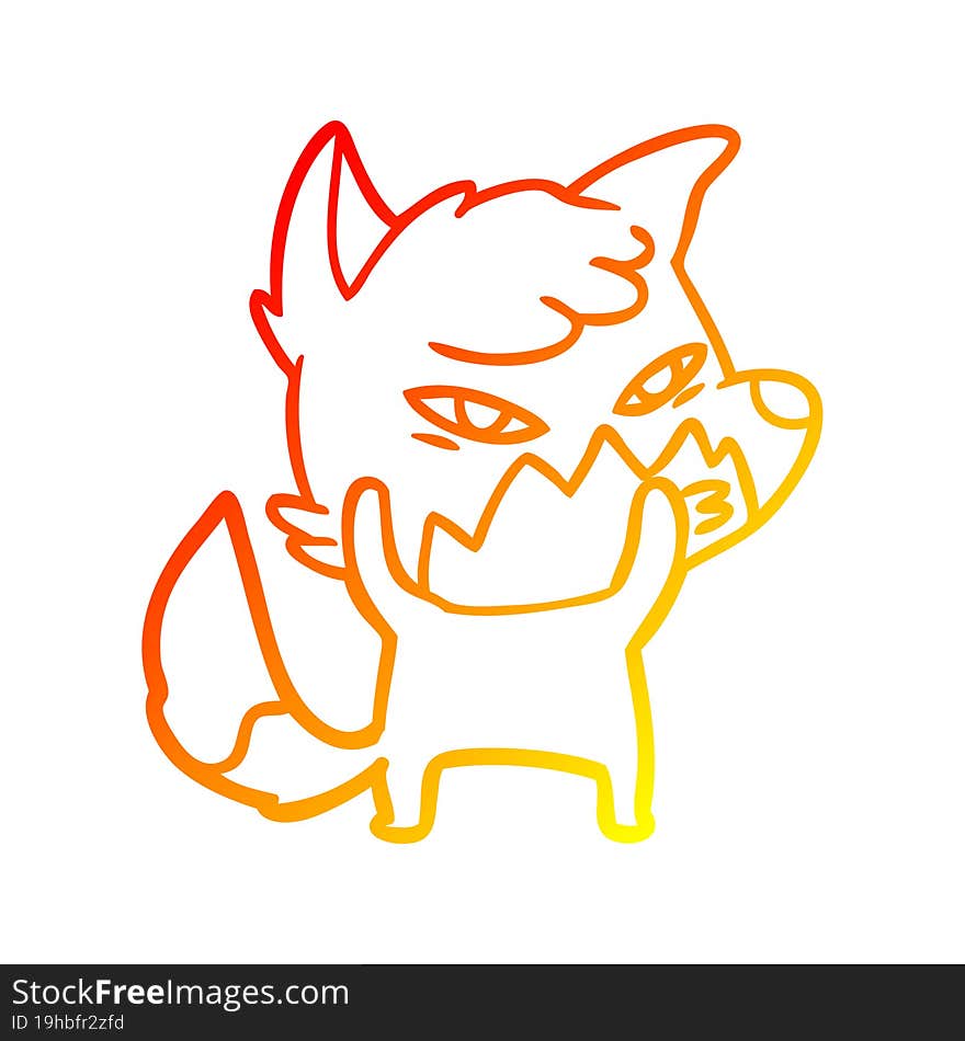 warm gradient line drawing clever cartoon fox