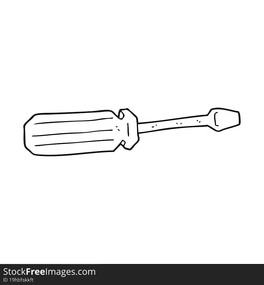 Black And White Cartoon Screwdriver