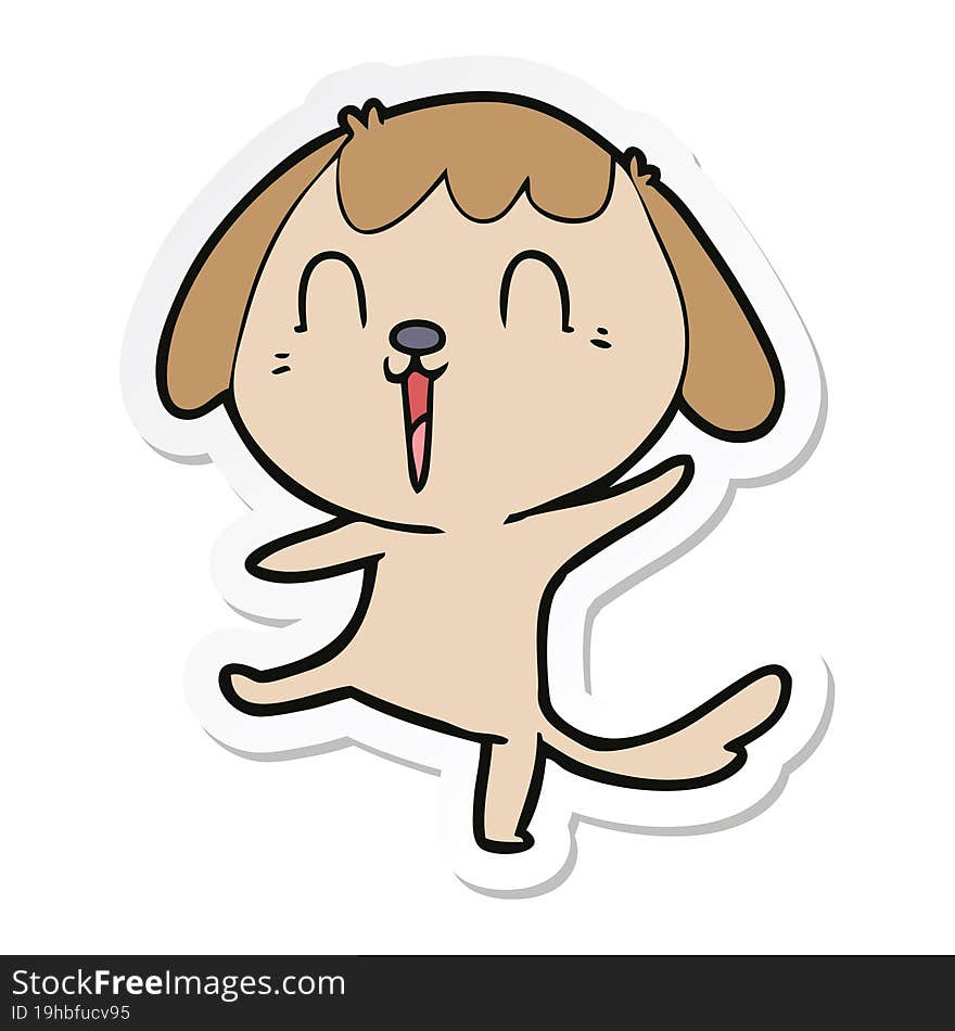 Sticker Of A Happy Cartoon Dog