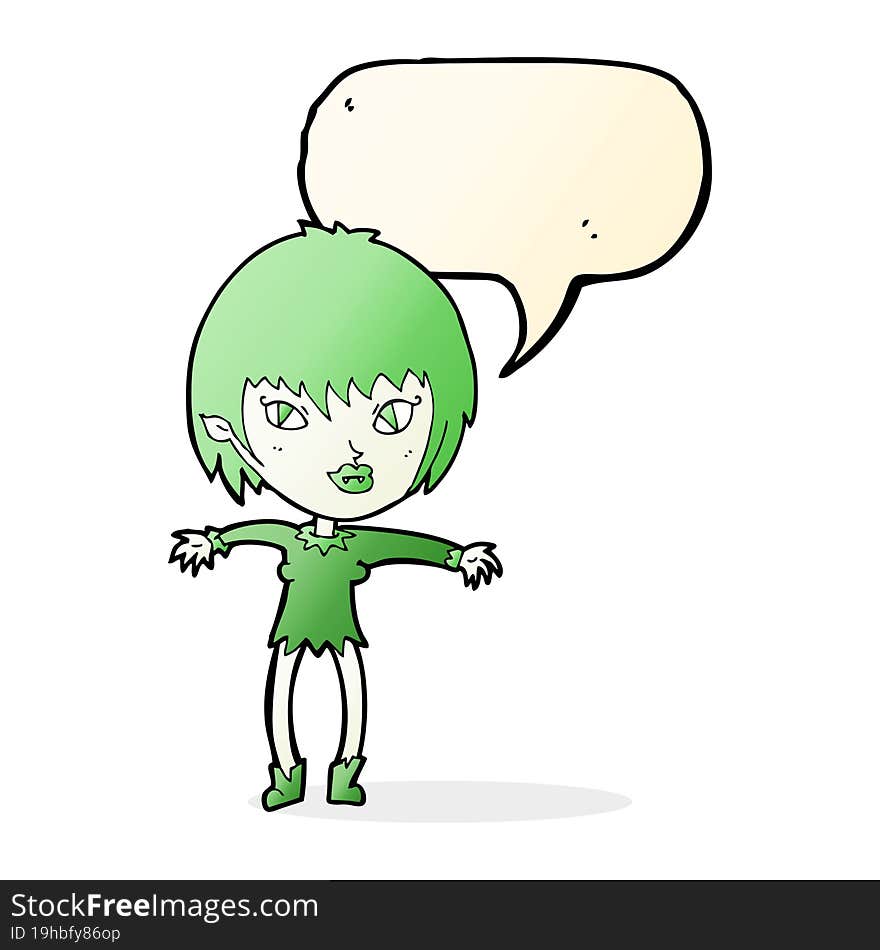 Cartoon Vampire Girl With Speech Bubble