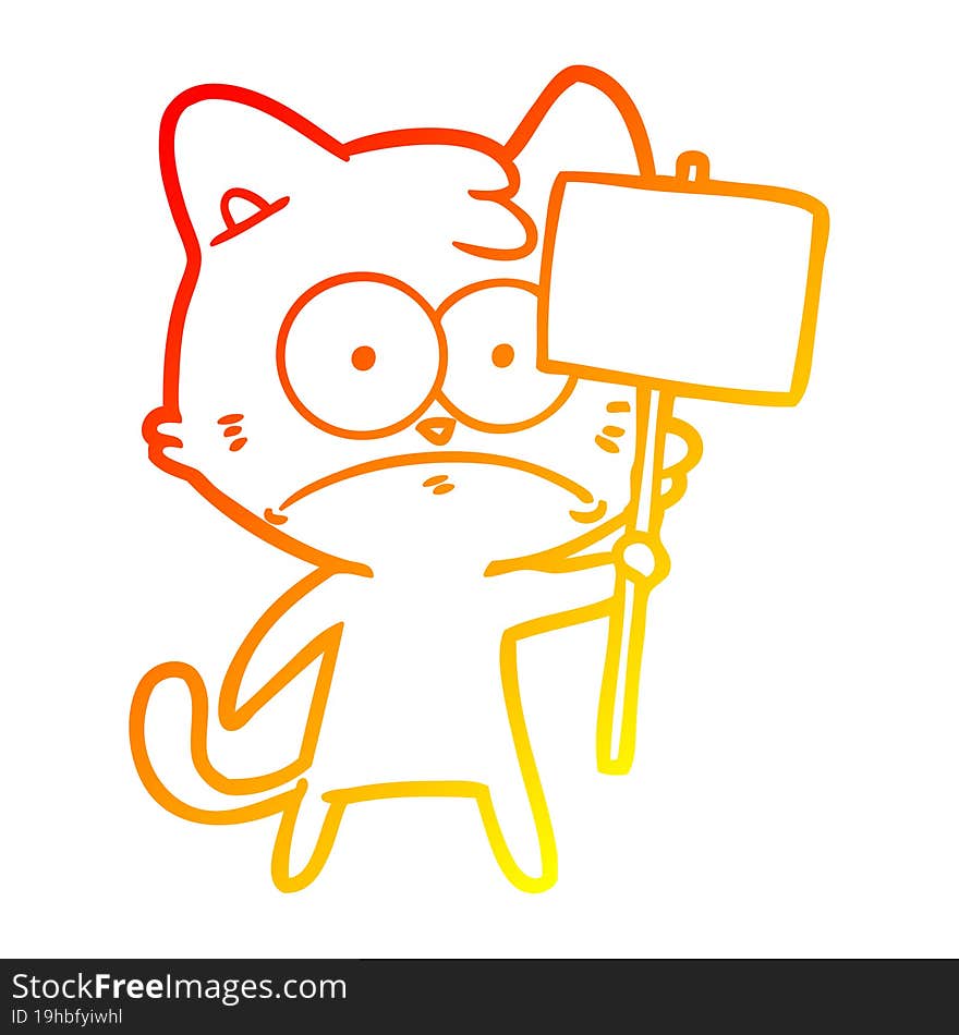 warm gradient line drawing cartoon nervous cat