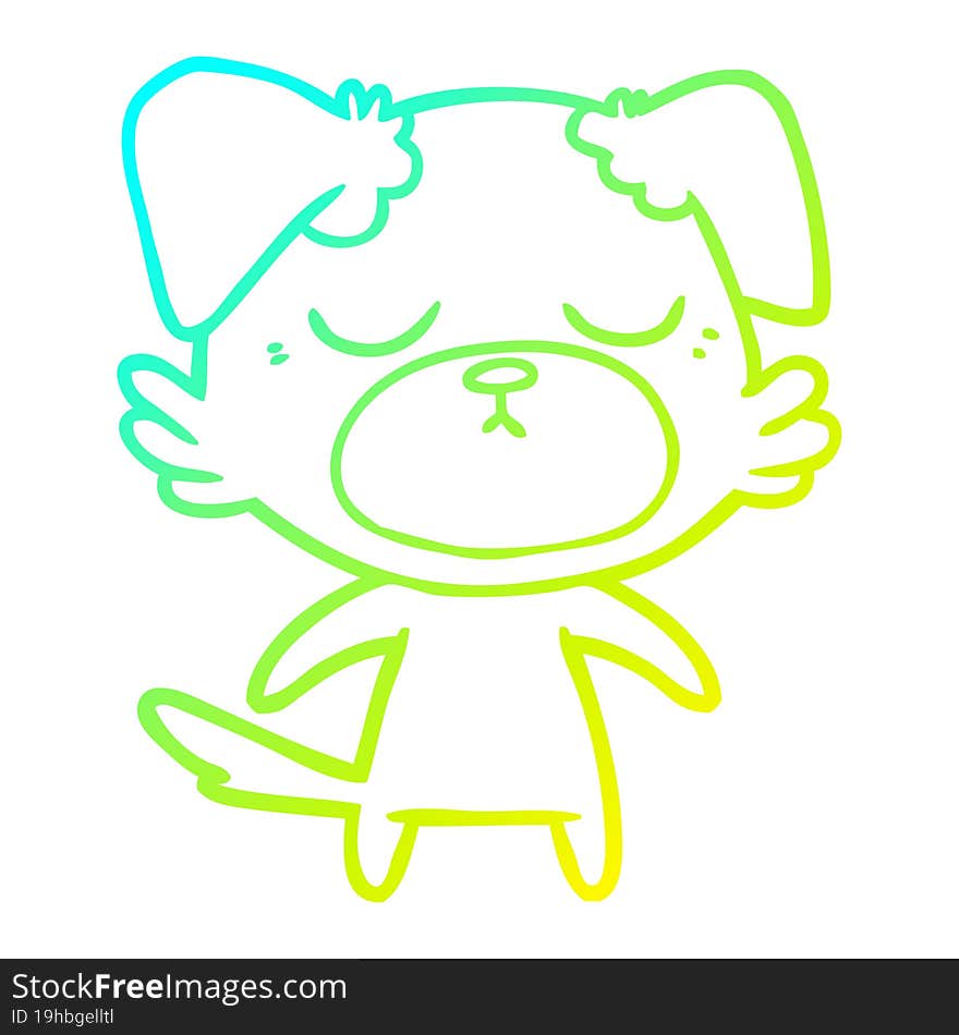 Cold Gradient Line Drawing Cute Cartoon Dog