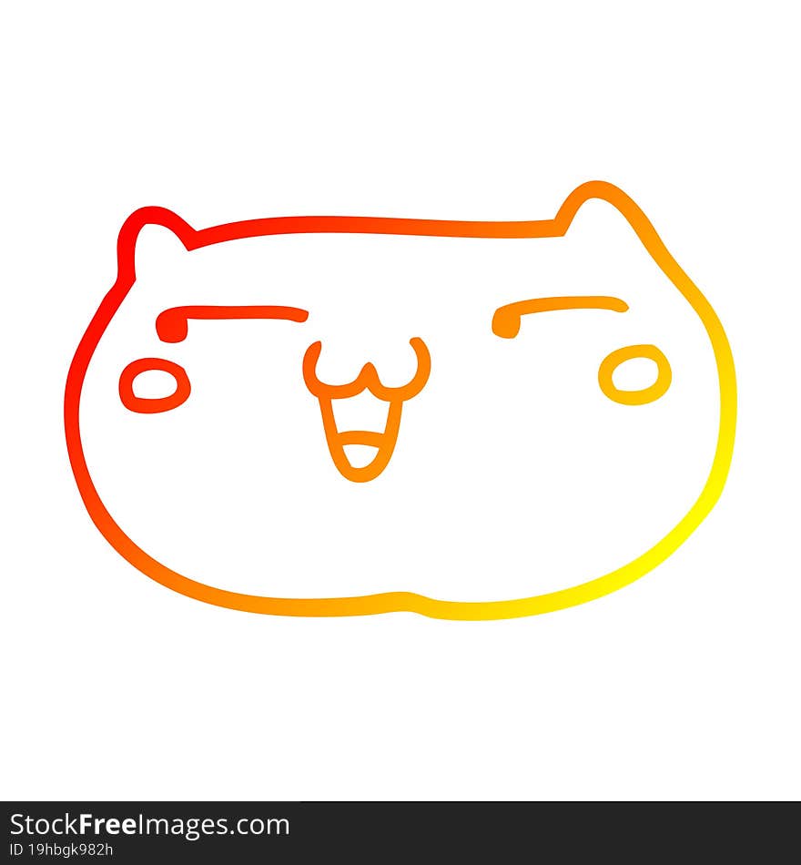 warm gradient line drawing cartoon cat face