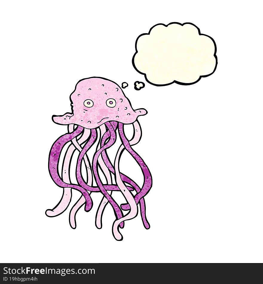 cartoon octopus with thought bubble