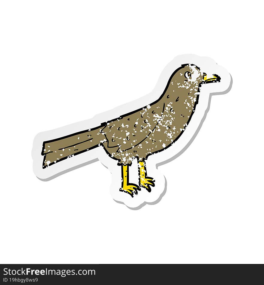 Retro Distressed Sticker Of A Cartoon Bird