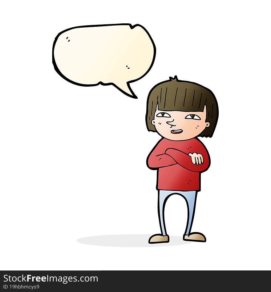 cartoon happy person with speech bubble