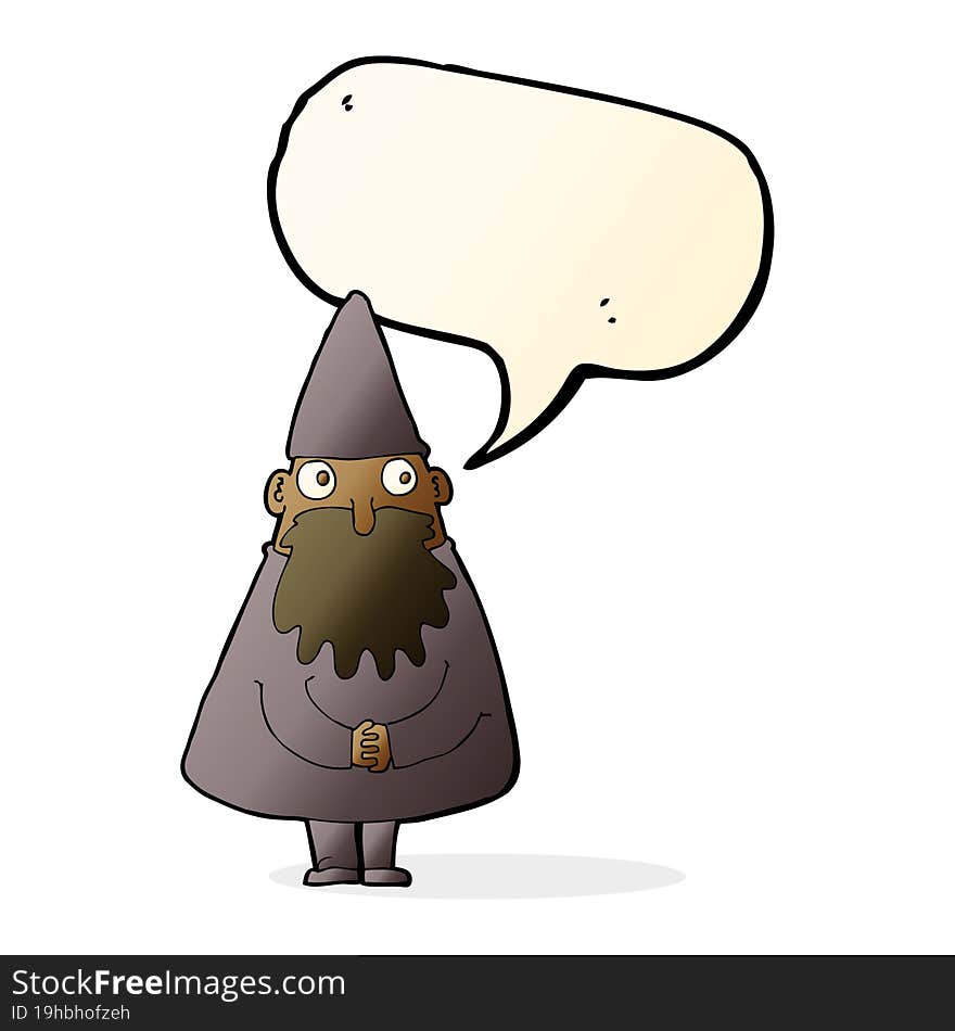 Cartoon Wizard With Speech Bubble