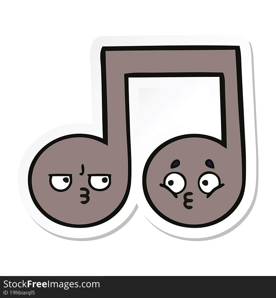 sticker of a cute cartoon musical note