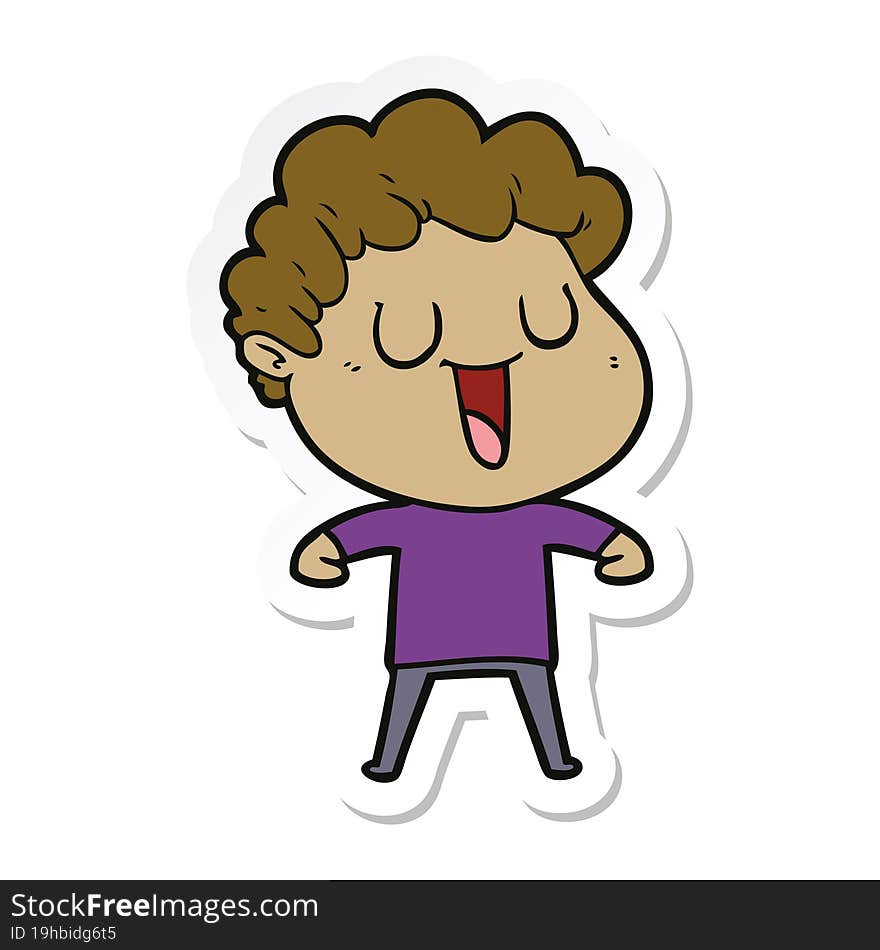 sticker of a laughing cartoon man