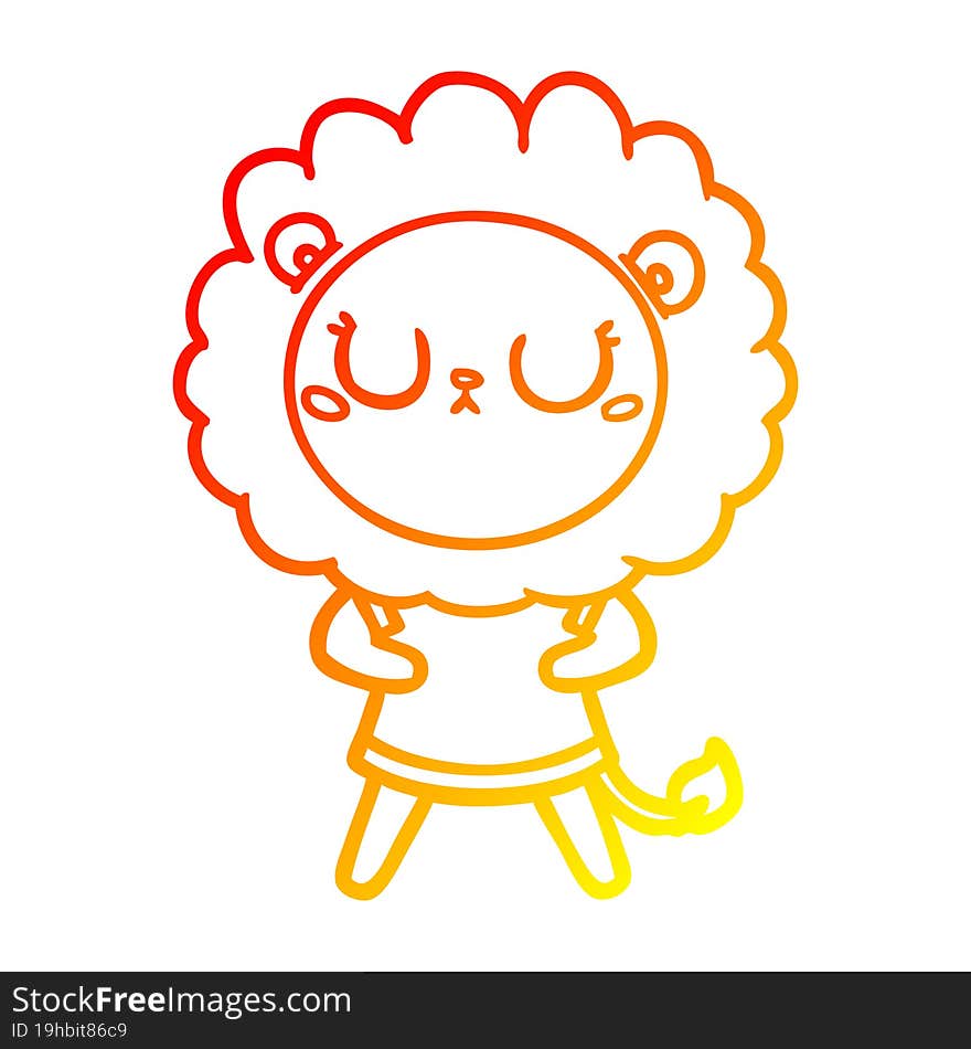 warm gradient line drawing cartoon lion