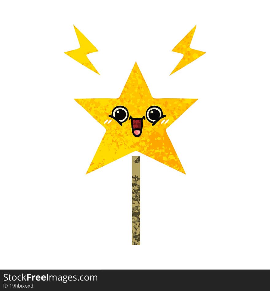 retro illustration style cartoon magic wand