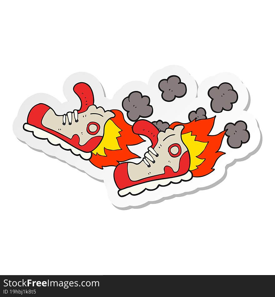 Sticker Of A Cartoon Super Fast Sneakers