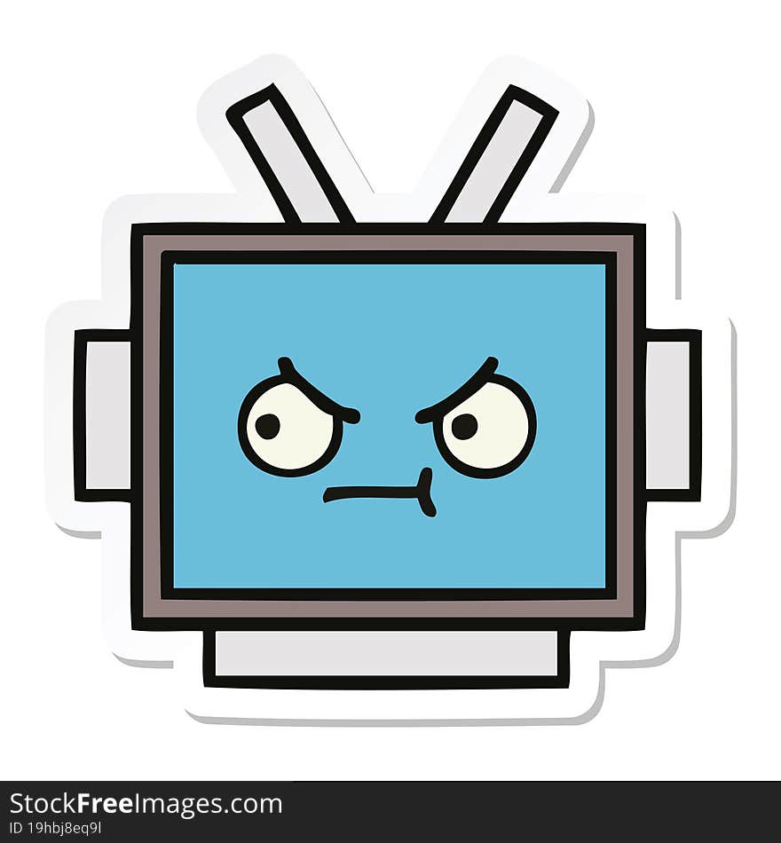 sticker of a cute cartoon robot head