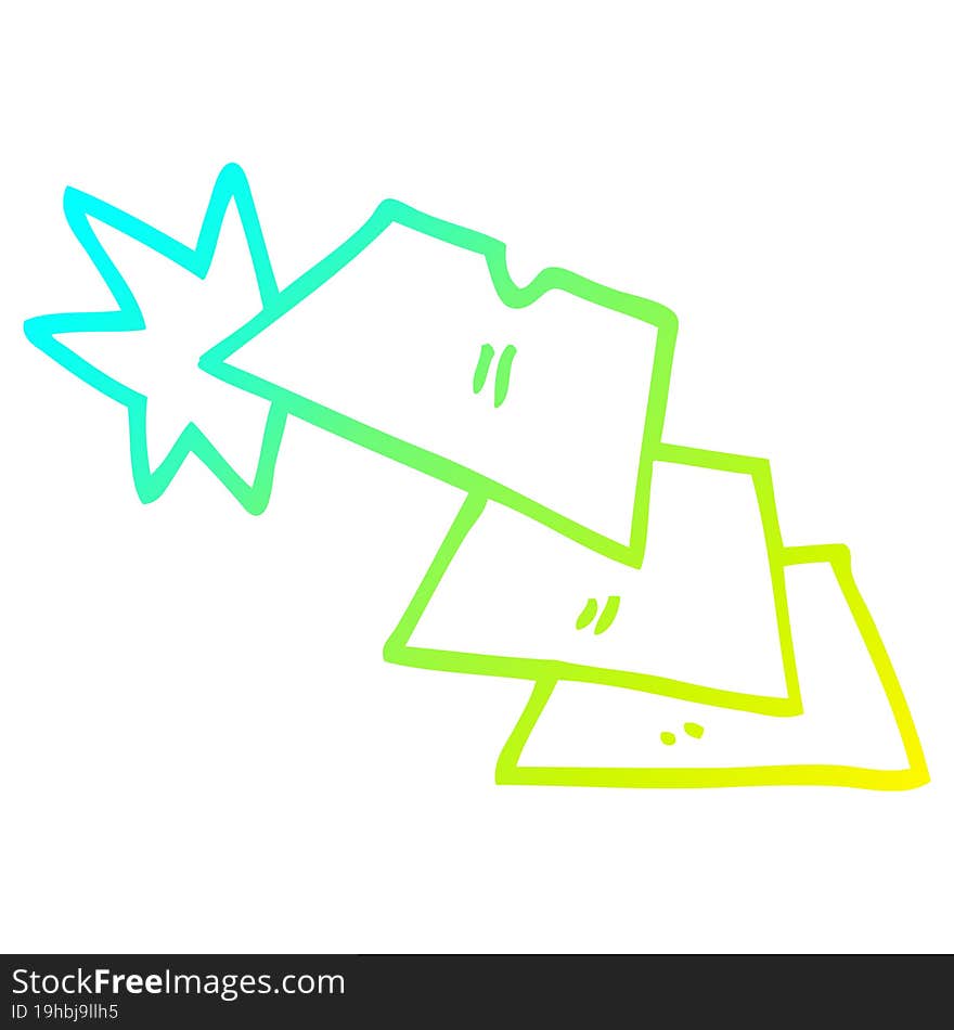 cold gradient line drawing of a cartoon shiny razorblades