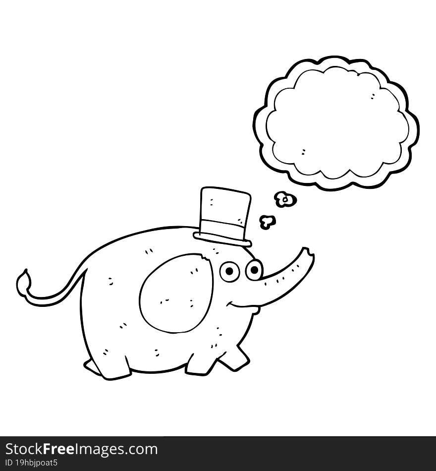 freehand drawn thought bubble cartoon elephant