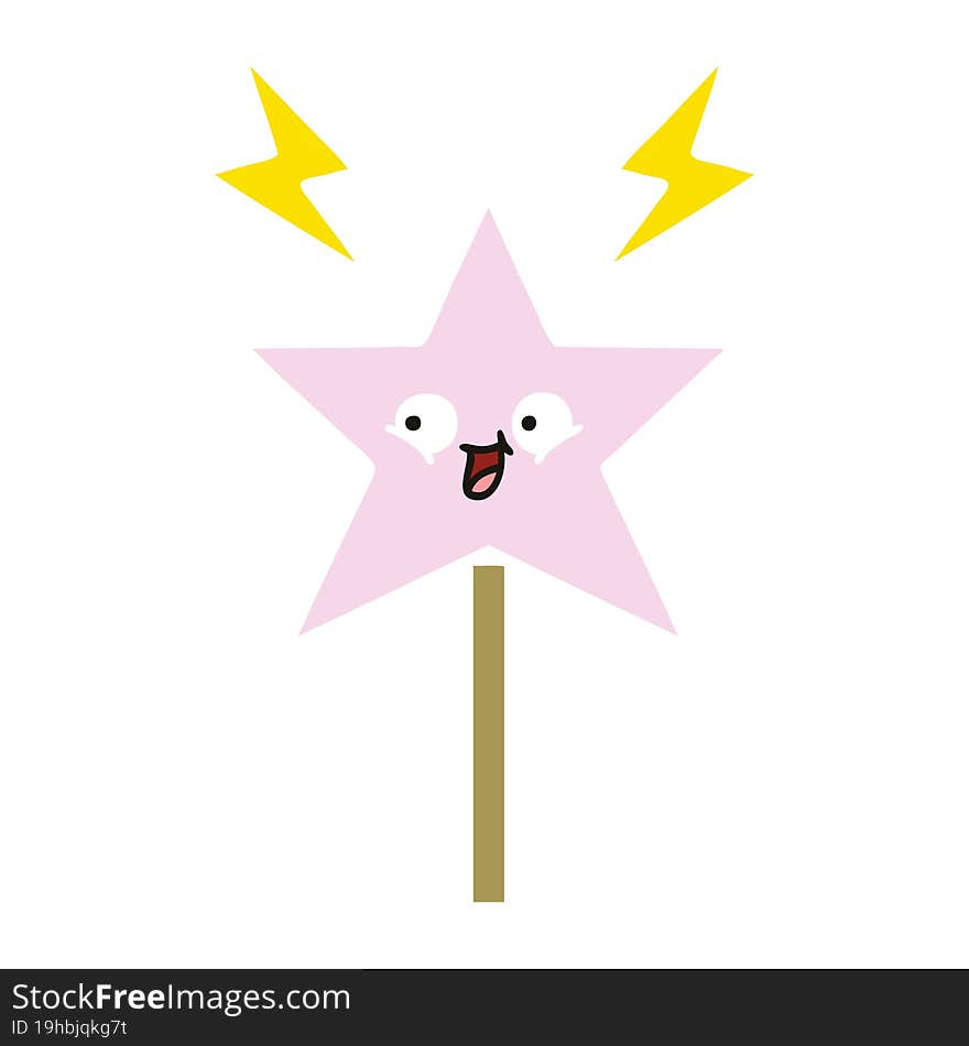 flat color retro cartoon magic wand