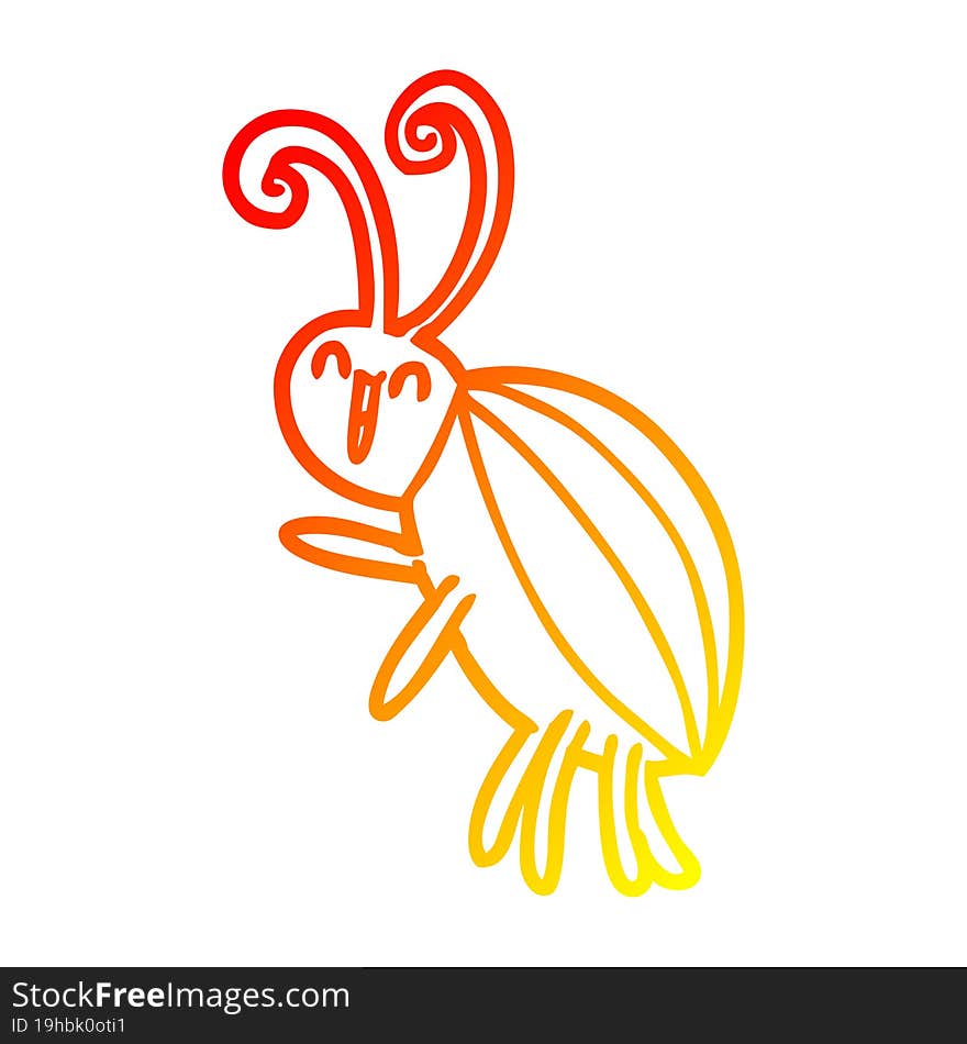 warm gradient line drawing cartoon happy beetle