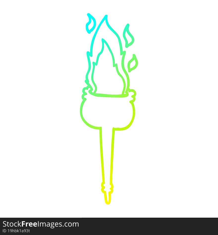 cold gradient line drawing cartoon flaming chalice