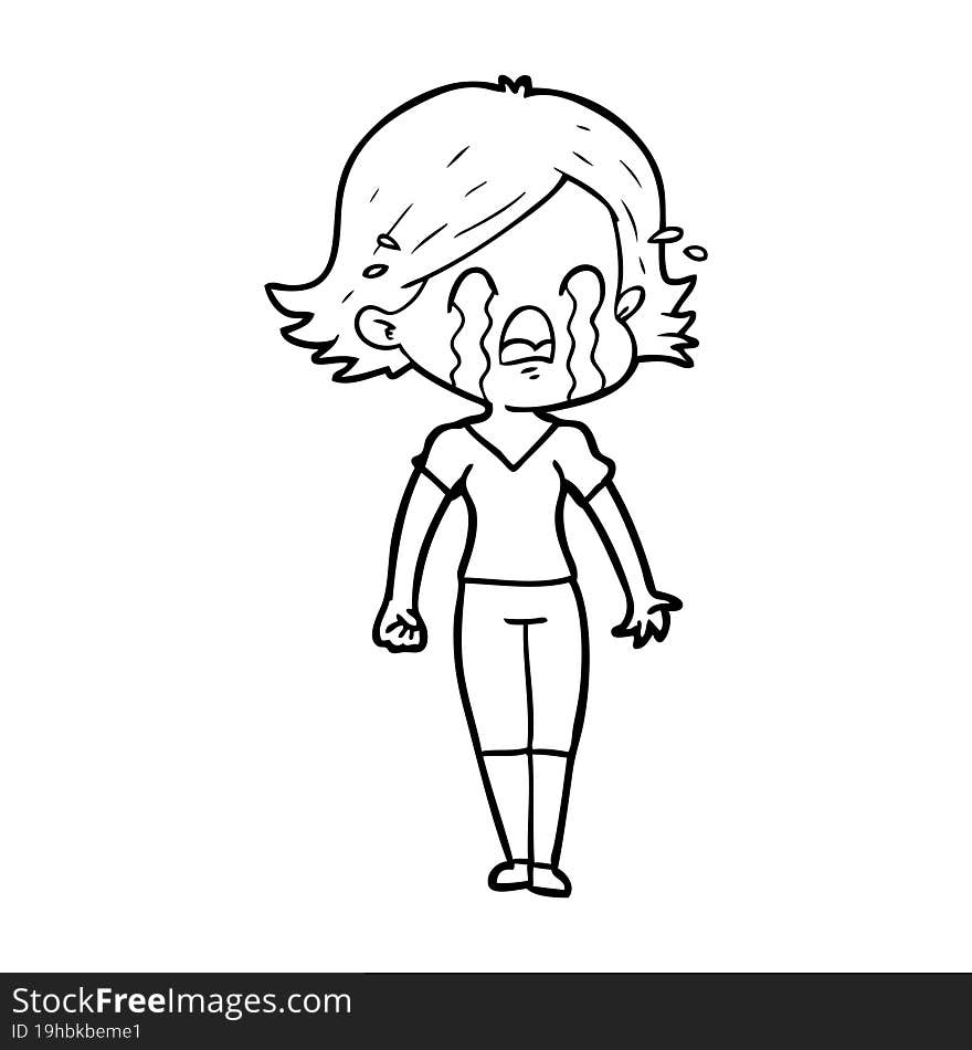 cartoon woman crying. cartoon woman crying