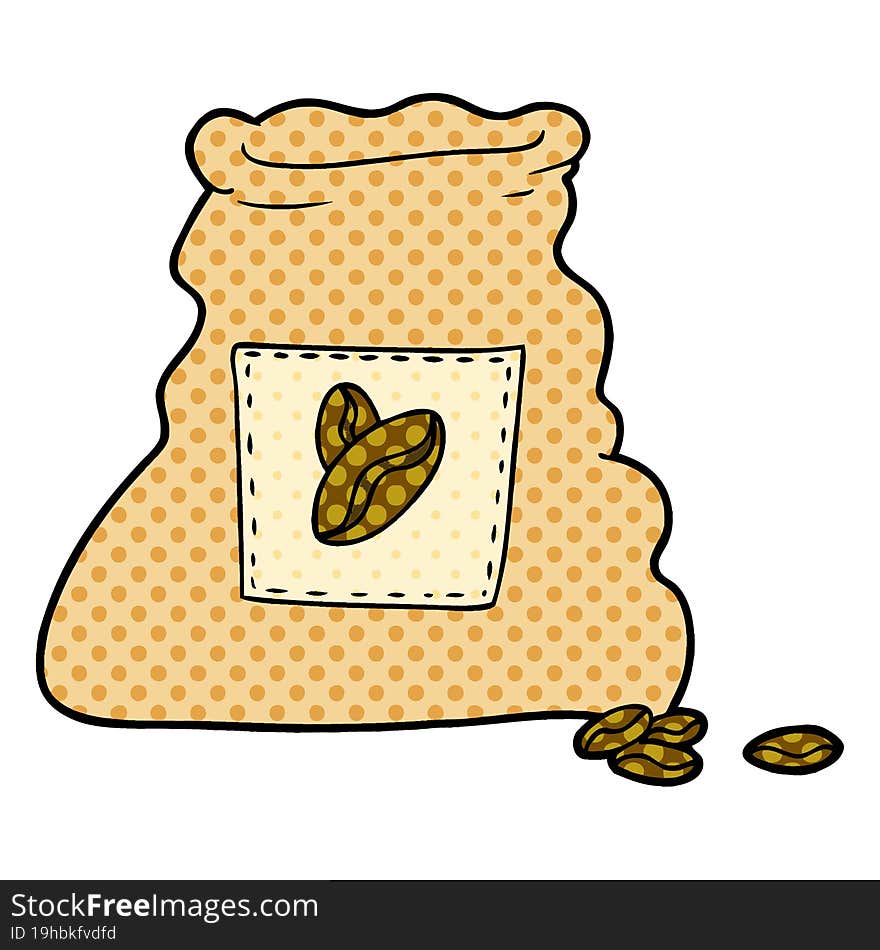 cartoon sack of coffee beans. cartoon sack of coffee beans