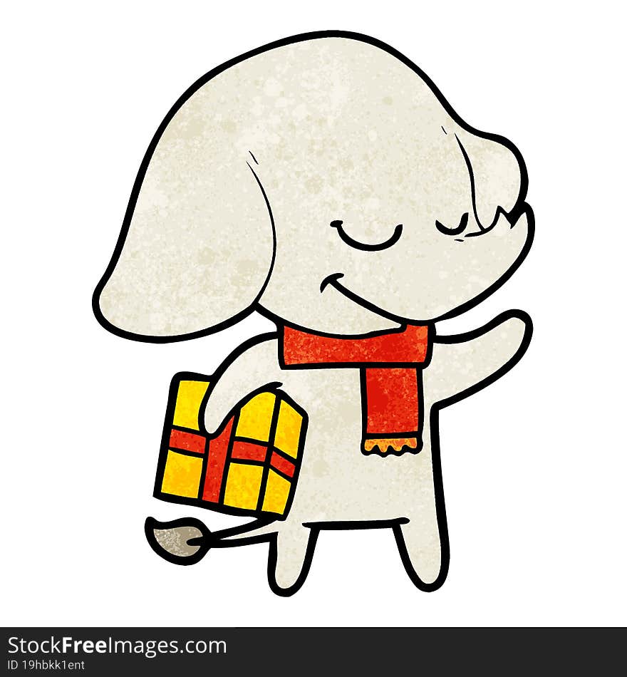 cartoon christmas elephant. cartoon christmas elephant