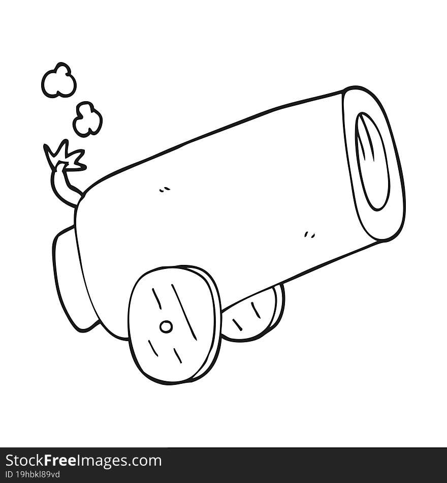 black and white cartoon cannon