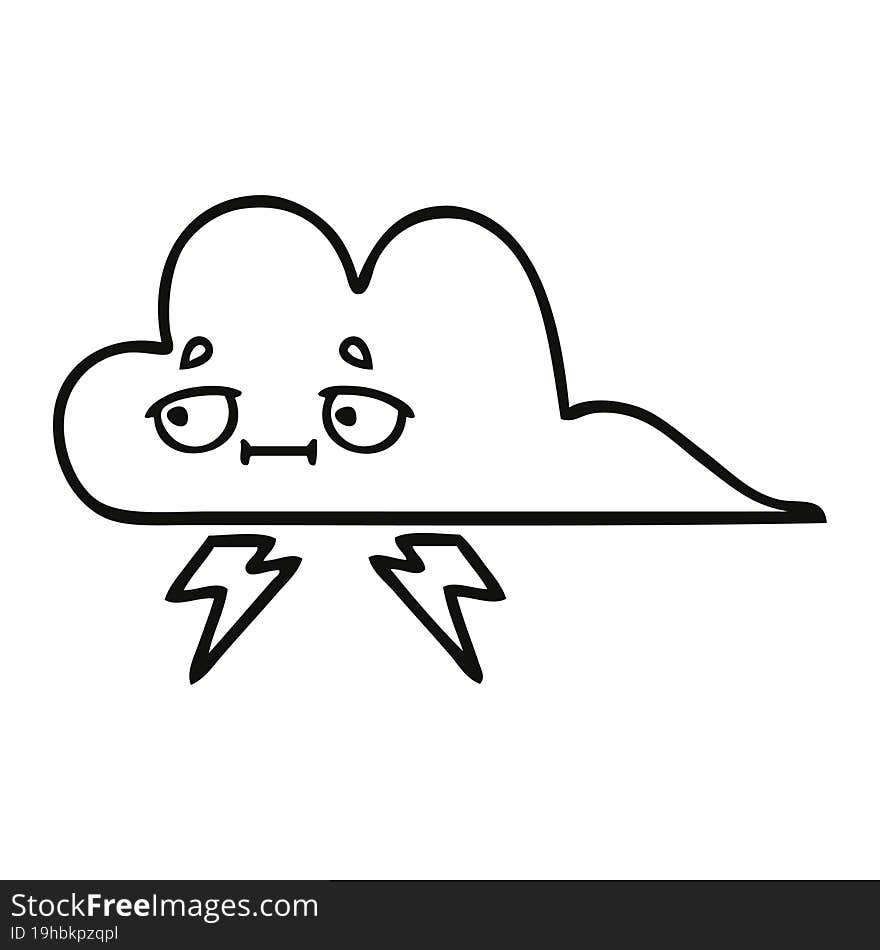 line drawing cartoon of a storm cloud