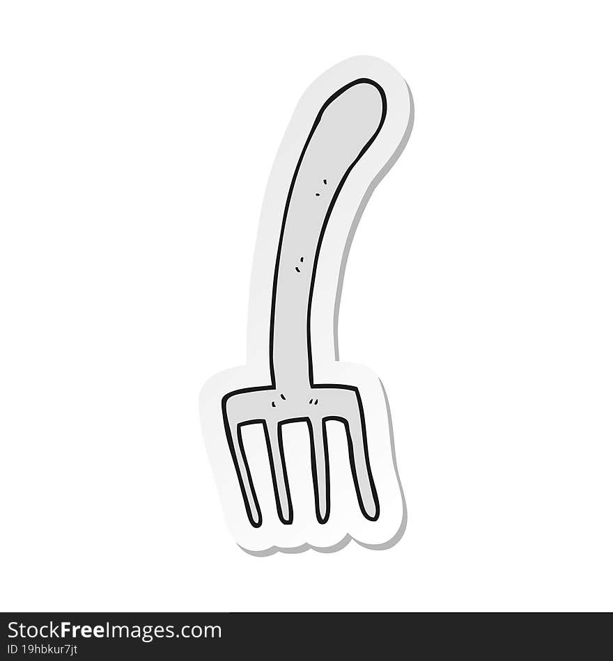 sticker of a cartoon fork