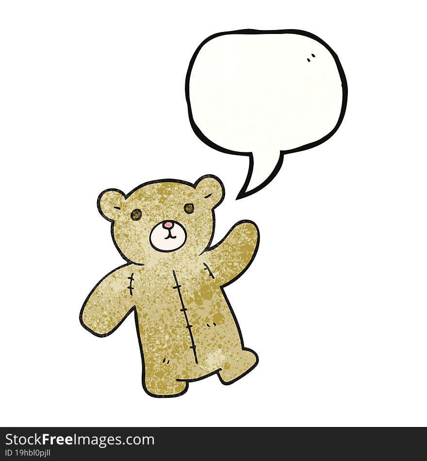 speech bubble textured cartoon teddy bear